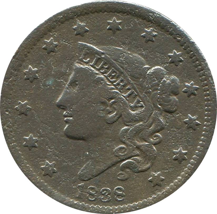 1831,1833,1838---Coronet-Cent-Lot