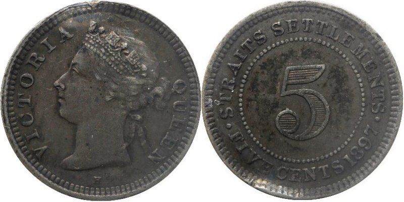 Straits-Settlements-5-Cents-Coins-With-Inverted-V