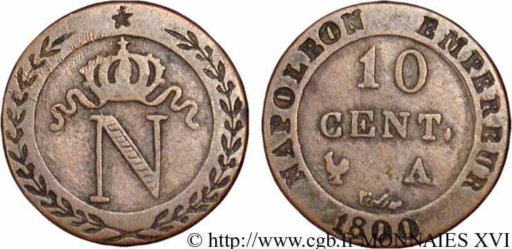 10-Cent-Silver-Coin-'N'-|-Napoleonic-France