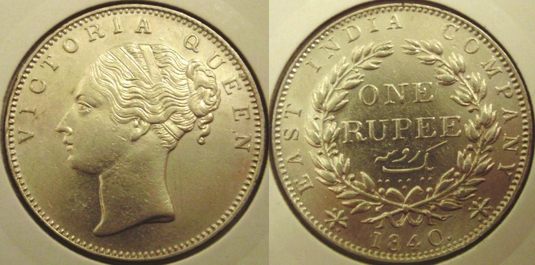 1840-British-India-Silver-Rupee