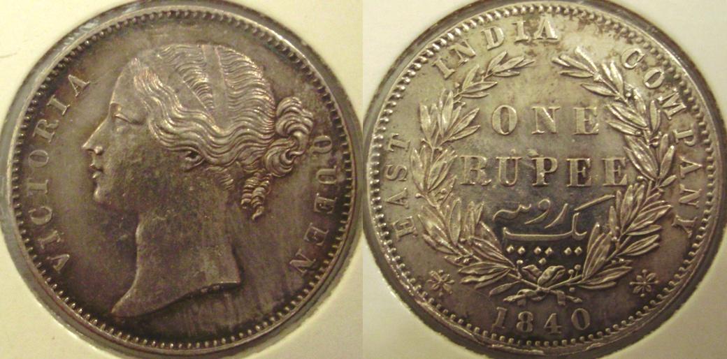 1840-British-India-Silver-Rupee