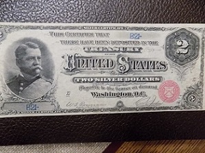 1886-$2-Hancock-Silver-Certificate...serial-Number-2