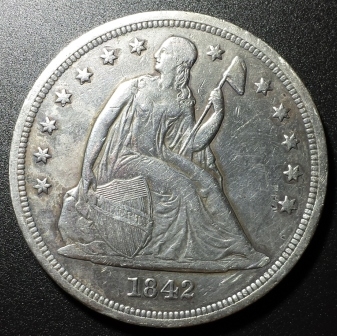 1842-&-1847-Seated-Dollars.-Nice-Grades-Or-Fake?