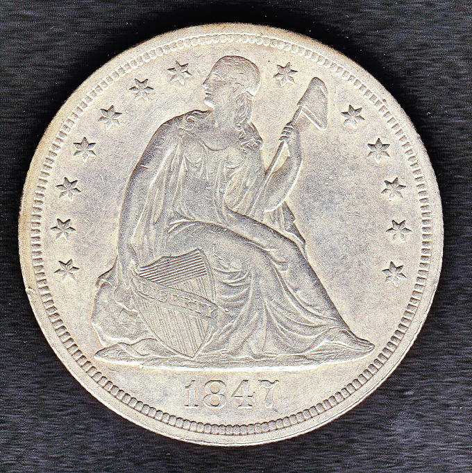 1842-&-1847-Seated-Dollars.-Nice-Grades-Or-Fake?