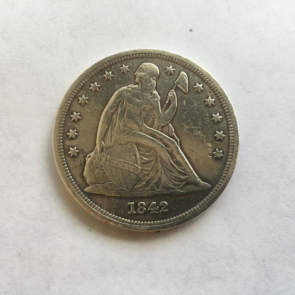 1842-&-1847-Seated-Dollars.-Nice-Grades-Or-Fake?