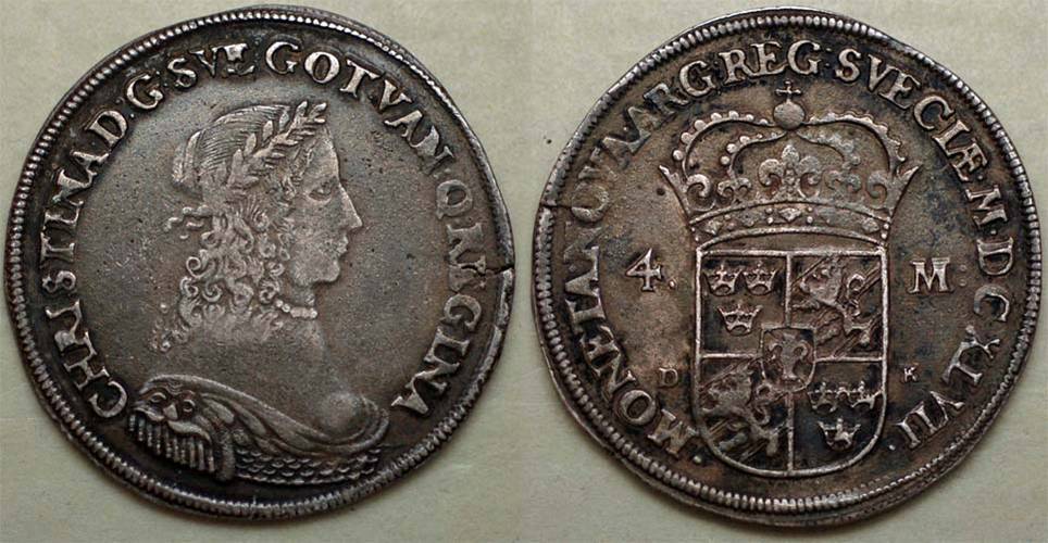 1647-Sweden-4-Mark-Queen-Christina