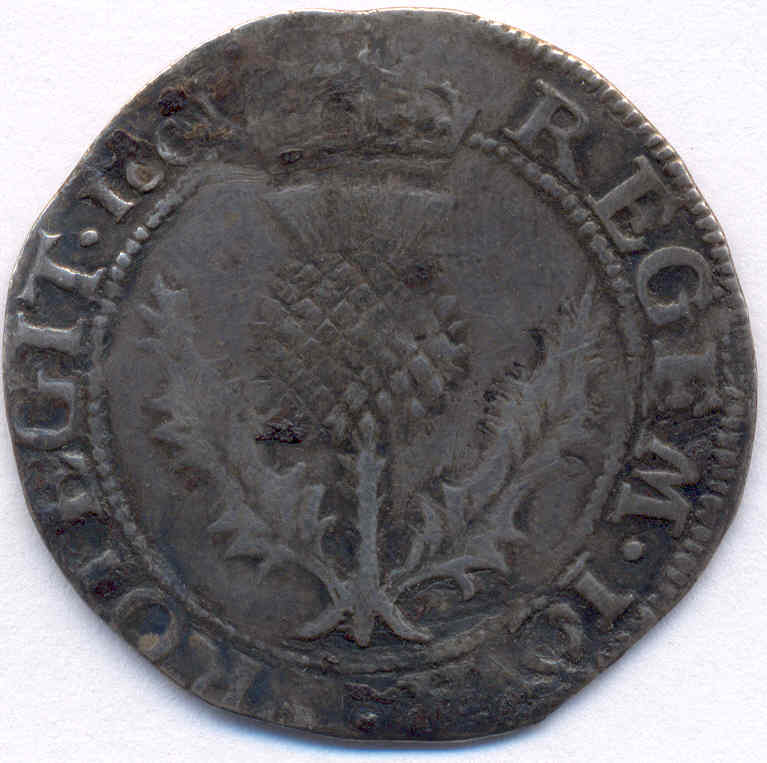 1601-Scotland-James-VI-1-Merk-Hammered