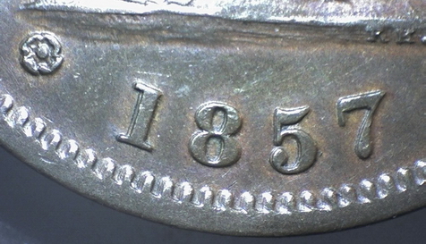1857-Double-Die-One-Penny-Token---Triple-Struck-8-?