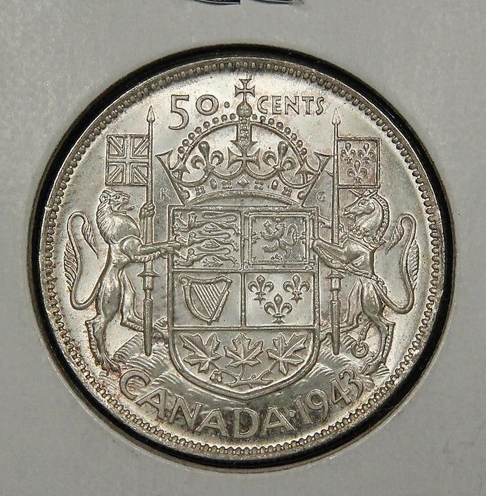 1943-50-Cents---MS-63-Or-64--White-Pasty-Luster---Nice-Coin!
