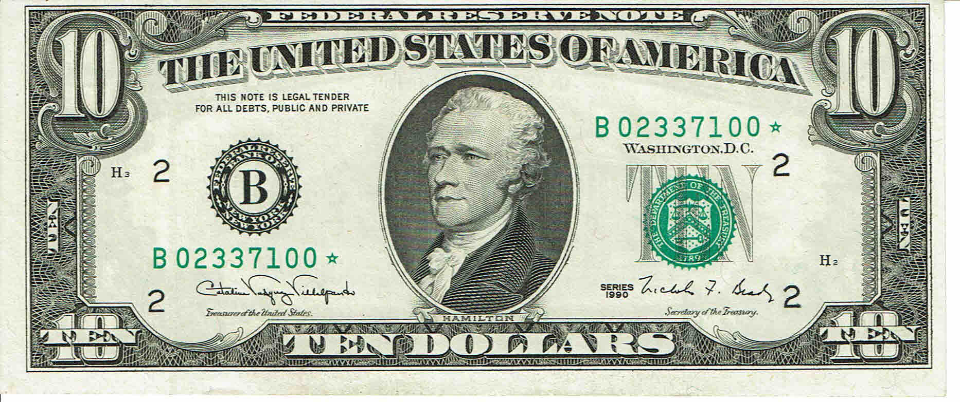 100-Consecutive-$10-Usd-Mint-Condition-With-Star-1990-Series-B