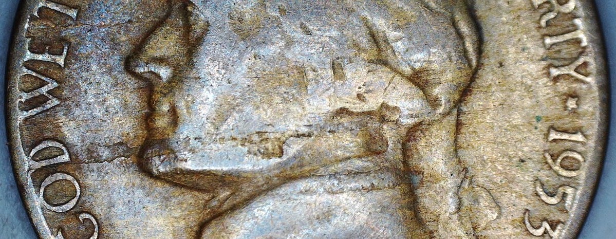 1953-Nickel-Lamination-Error-Or-Damage-To-Obverse?