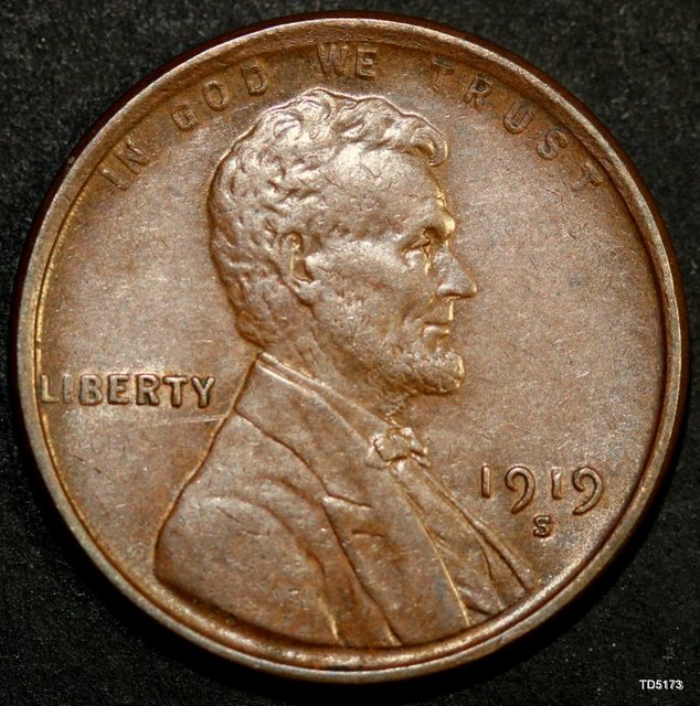 1919-S-Lincoln-With-Some-Type-Of-Plachet-Issues.