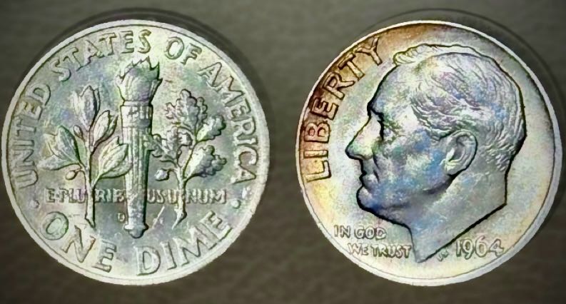 1964-D-Roosevelt-Dime-With-Copper-Color-Infused?