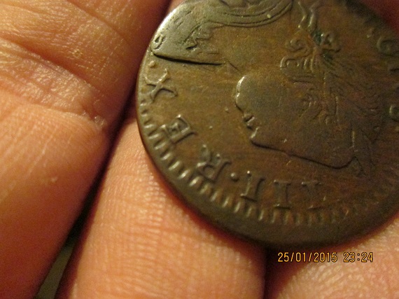 Non-Regal-1775-UK-Halfpenny-Struck-Over-Polished-Out-Coin-?
