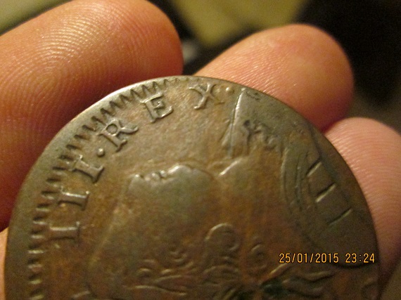 Non-Regal-1775-UK-Halfpenny-Struck-Over-Polished-Out-Coin-?