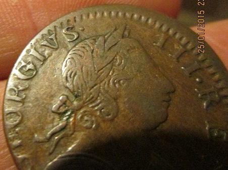 Non-Regal-1775-UK-Halfpenny-Struck-Over-Polished-Out-Coin-?