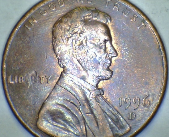 1997-Lincoln-Cent-Missing-Letters-/-Patch-In-Head?