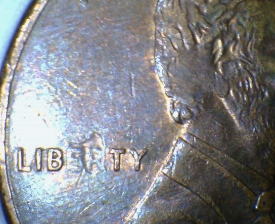 1997-Lincoln-Cent-Missing-Letters-/-Patch-In-Head?