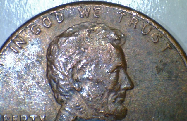 1985-Lincoln-Cent---Struck-Through-Something-?