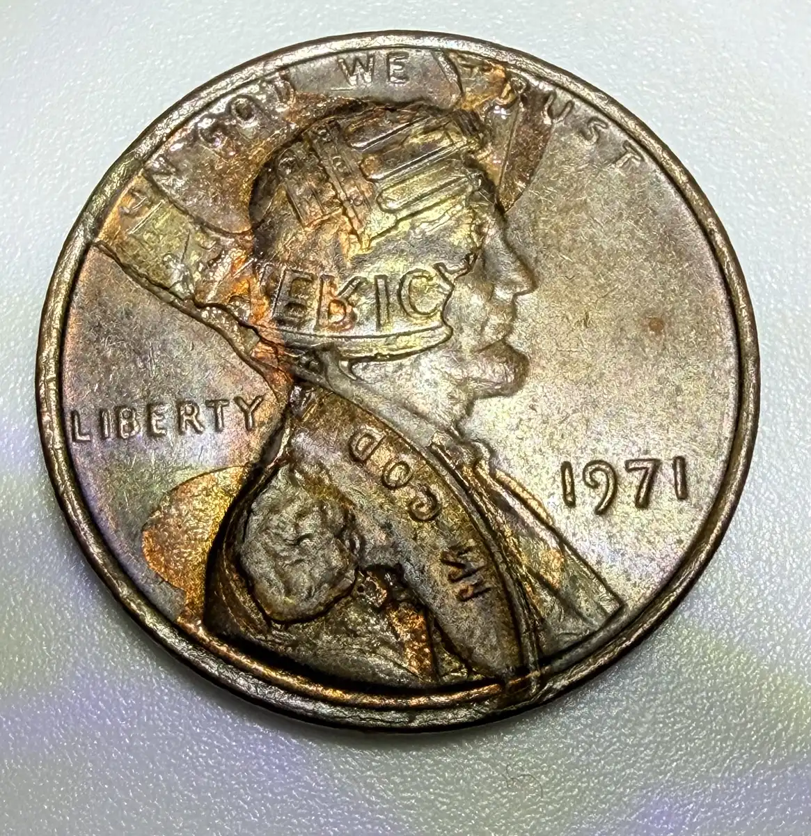 1971-US-Penny-Stamped-Over-On-The-Front-Side?-Error-Or-Damage?