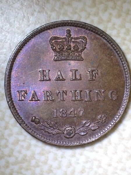 Perfect-1847-Half-Farthing-With-Beautiful-Toning