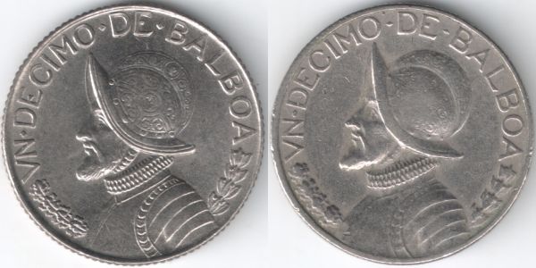 1966-Panama-1/10-Balboa:-Difference-Between-Type-1-&-2
