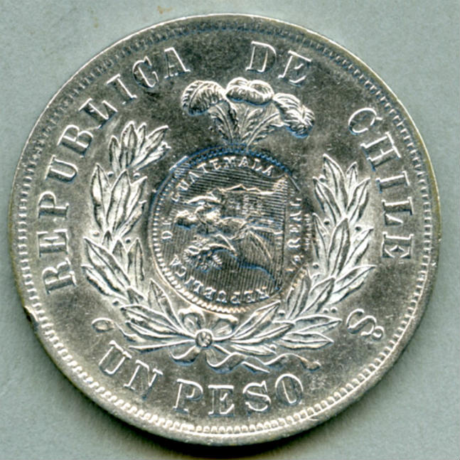1894-Guat-Peso-C/S-On-1875-Chile-Peso