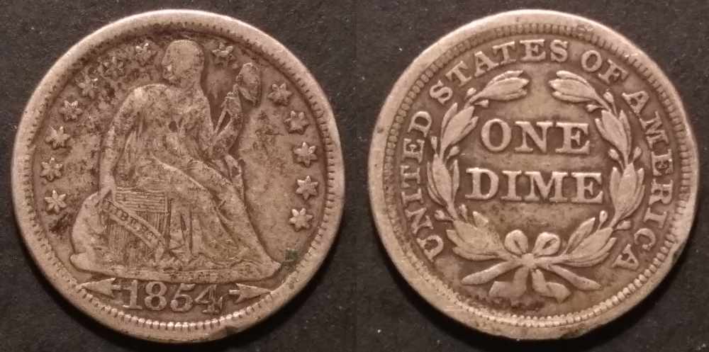 1854-Seated-Liberty-Dime-And-1855-Half-Dime-For-Grading
