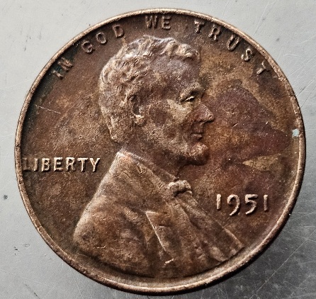 1951-Penny-Discoloration-But-Very-Little-Wear