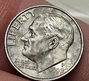1996-P-Dime,-Odd-Markings-On-Obverse-&-Reverse