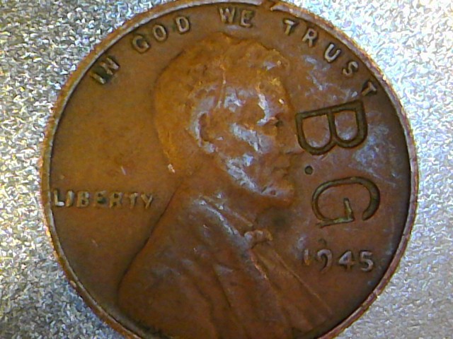 1945-Wheat-Penny-With-B.g.-Stamped-On-Side