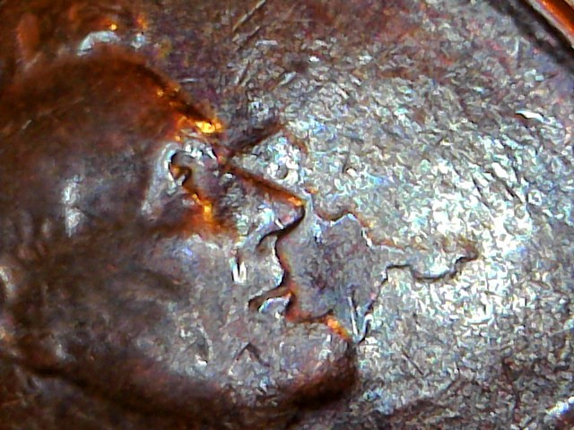 1952-Lincoln-Wheat-Strike-Thru,-Lamination-Or-Damage?