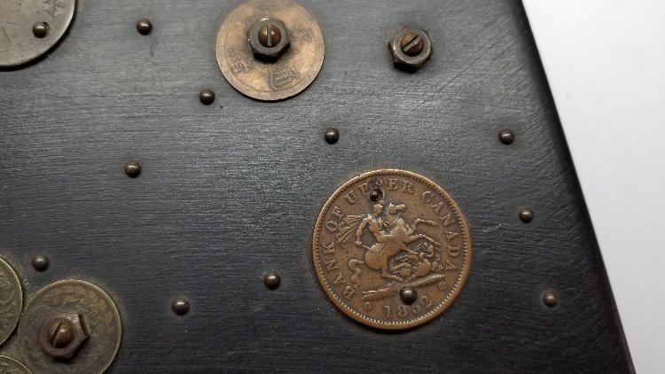 Antique-Box-With-World-Coins-All-Over-It...help-ID-Chinese-Coins-And-More!