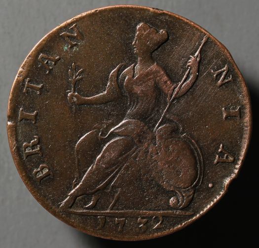1732-George-II-Half-Penny-Colonial