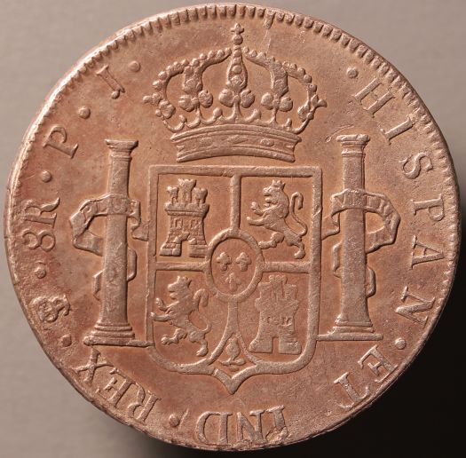 1805-Eight-Reales,-Class-2-Counterfeit