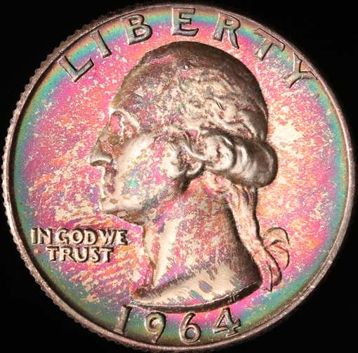 1964-D-Toned-Washington-Quarter