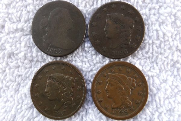 Lot-Of-4-Large-Cents