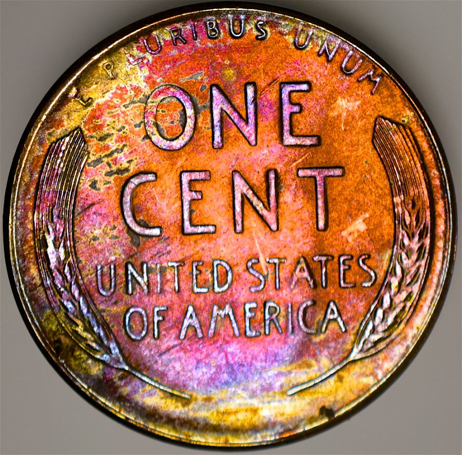 1946-S-Super-Tie-Dye-Toner-Lincoln-Wheat-Cent!