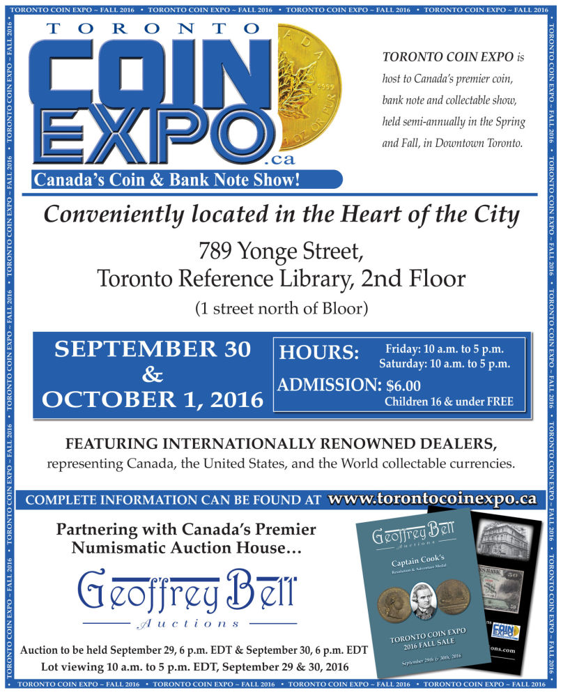 Toronto-Coin-Expo---Canada's-Coin-Show-&-Auction,-Fall-2016---Sept-30-Oct-1
