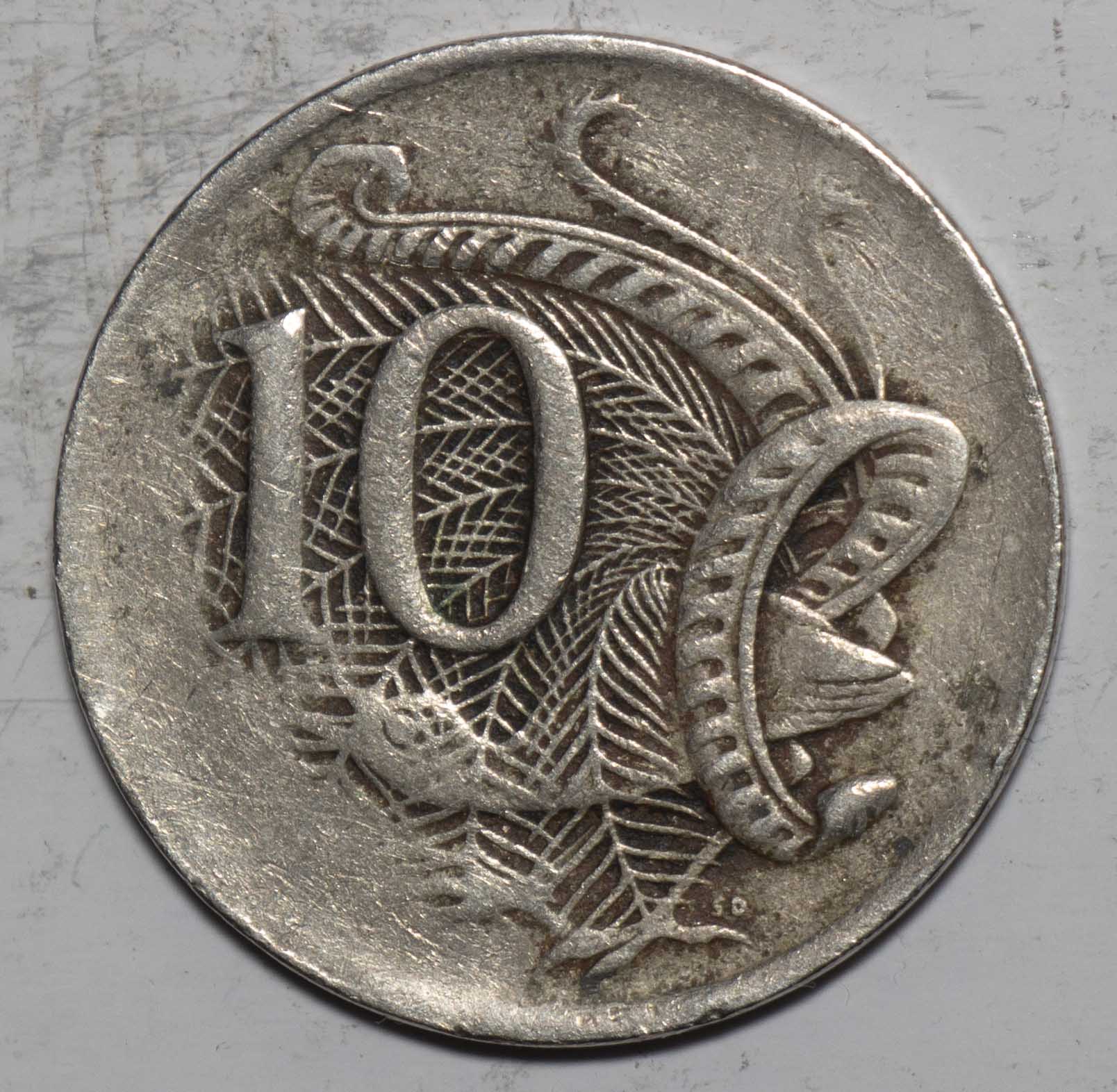 Australia-10-Cent-Second-Portrait,-Grease-Strike-Through?