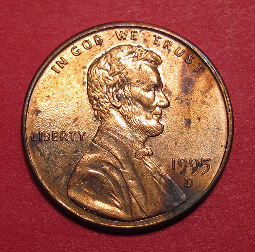 1995-D-Lincoln-Cent-With-Staining---Help-With-Grading-Please