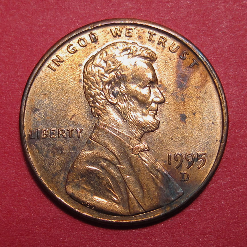 1995-D-Lincoln-Cent-With-Staining---Help-With-Grading-Please
