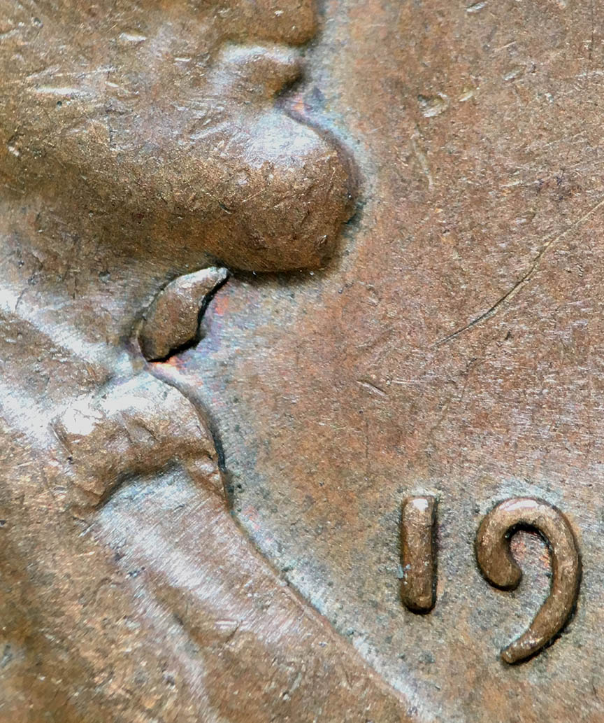 1956-Lincoln-Wheat-Cent-Die-Chip-On-Throat