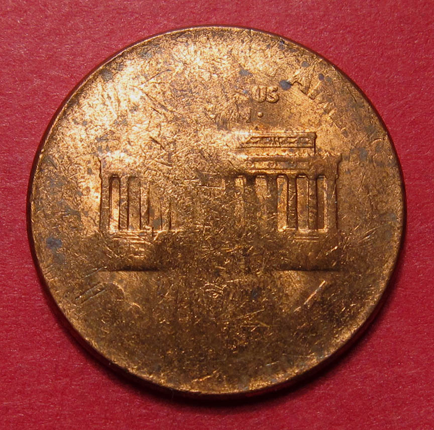 1966-Lincoln-Memorial-Cent-Struck-Through---Halloween-Monster-Coin