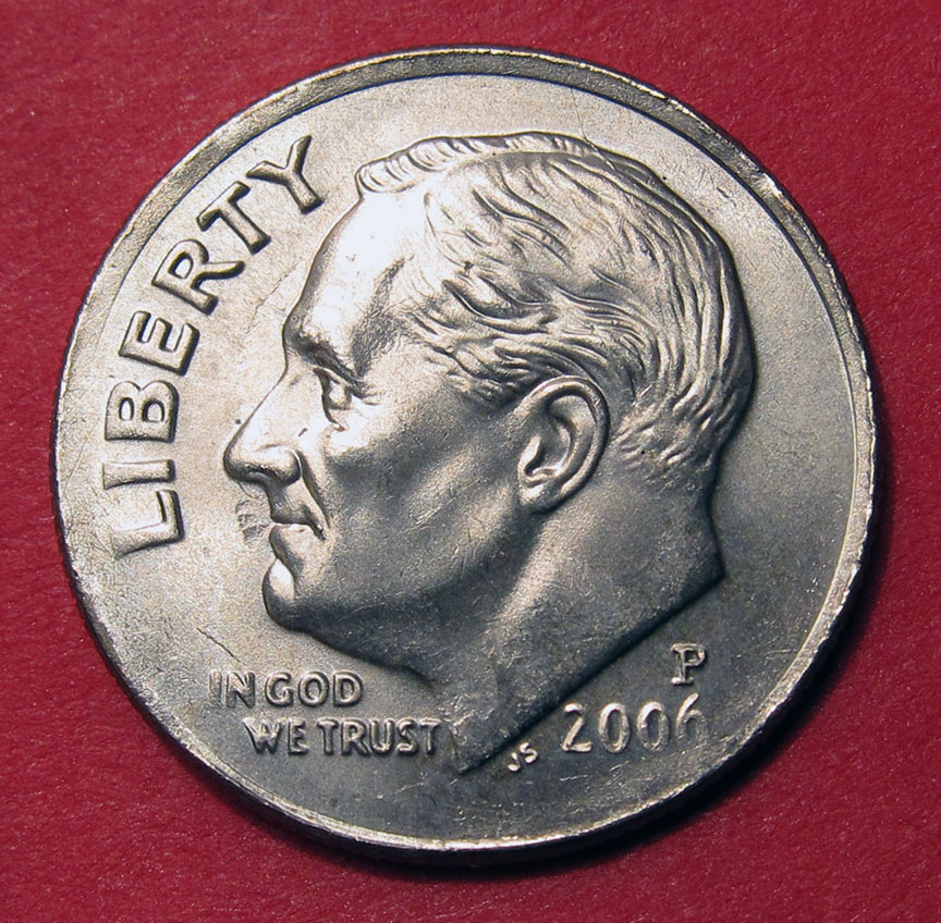 2006-P-Roosevelt-Dime-Missing-Clad-Most-Anyway-On-Reverse