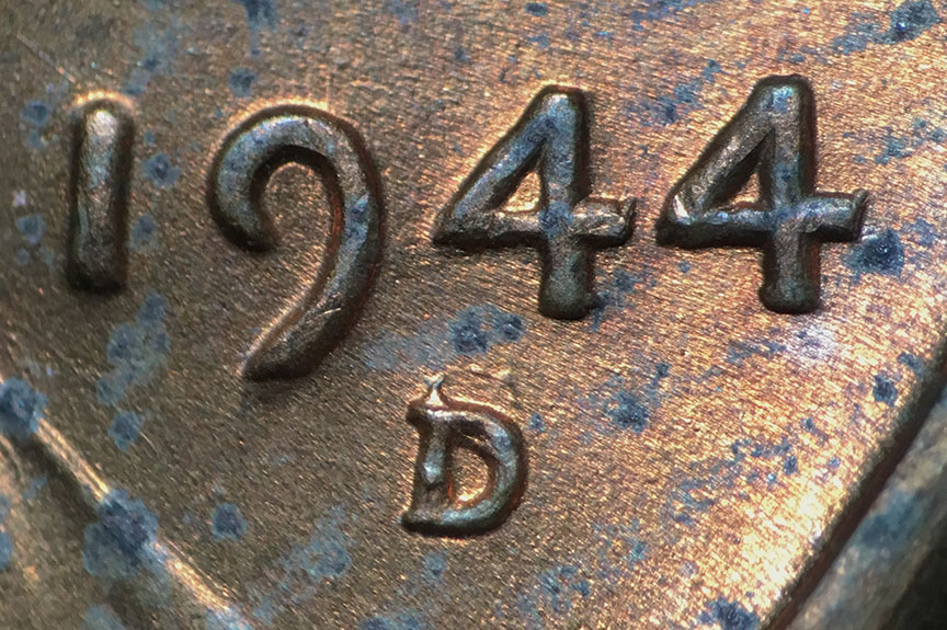 1944-D/S-Lincoln-Wheat-Cent-Over-Mint-Mark-OMM-001,-FS-511-Unc-Stage-A