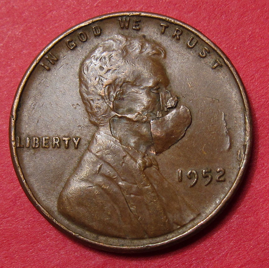 1952-Lincoln-Wheat-Cent-Amusing-Face-Lamination-Error