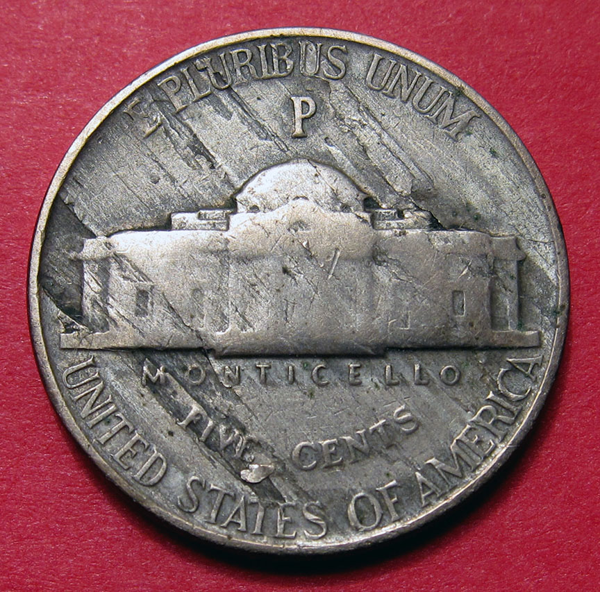 1943-P-Jefferson-Nickel-Lamination-Troubles-Obverse-And-Reverse
