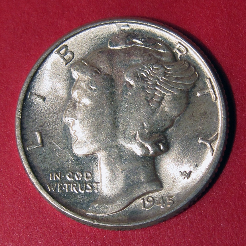 1945-Mercury-Dime---Looks-Struck-Through