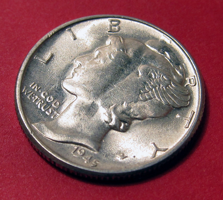 1945-Mercury-Dime---Looks-Struck-Through